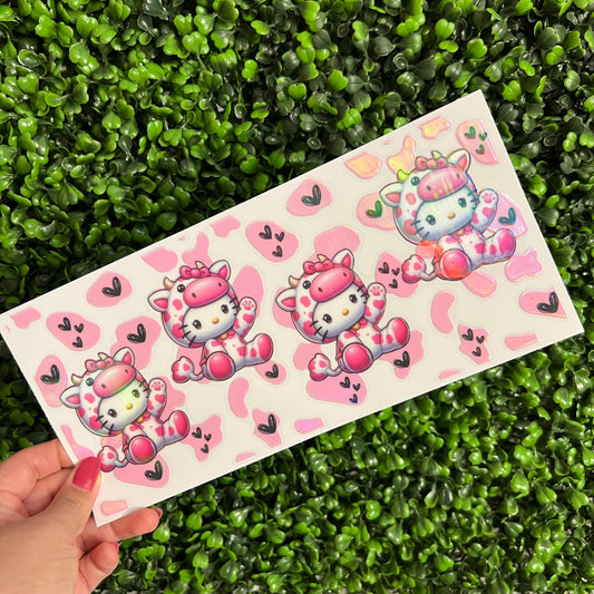 Q9 Cat Cow Pink Spots Holographic UVDTF WRAPS