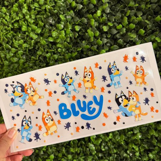 U12 Blue & Orange Dog Single Sided UVDTF WRAPS