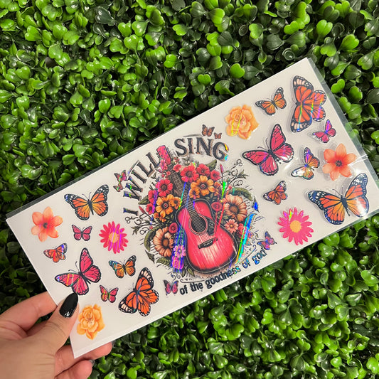G13 I will Sing Butterfly and Floral Holographic UVDTF WRAPS