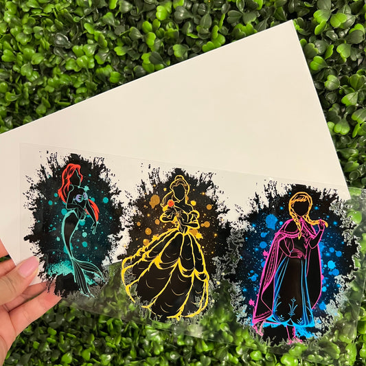 S8 Princess  “Colorful Glow” Outline Single Sided UVDTF WRAPS