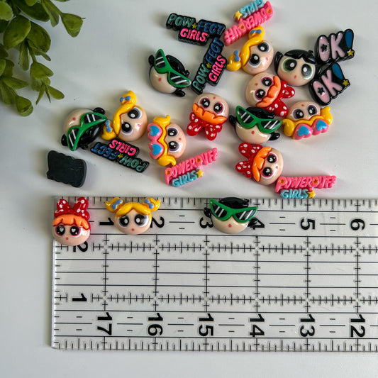 Power Sisters Flat Back Charms Mixed 8 pcs