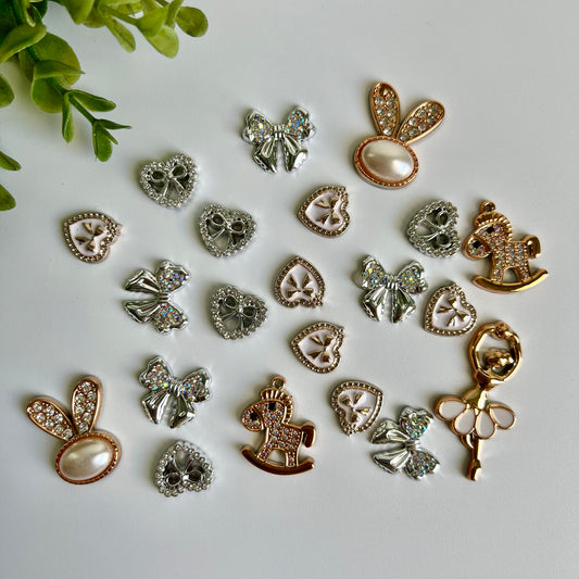 Silver and Gold Flat Back Charms Mixed