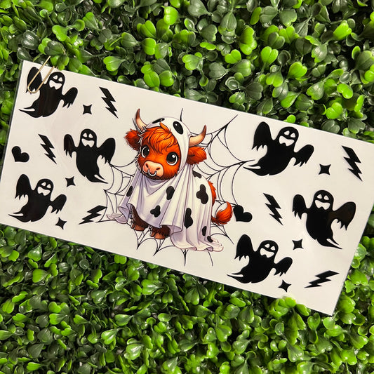 W4 Spooky Ghost Cow Single Sided UVDTF WRAPS