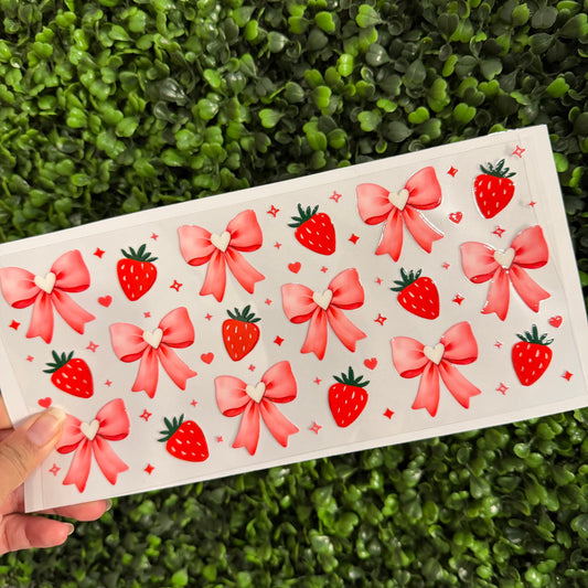 K18 Strawberries and Bows Single Sided UVDTF WRAPS