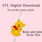 Honey Bear Straw Topper 8mm and 10mm Size Digital Download