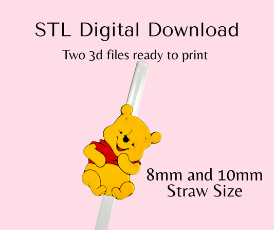 Honey Bear Straw Topper 8mm and 10mm Size Digital Download