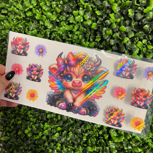 M12 Colorful Fairy Cow Holographic UVDTF WRAPS