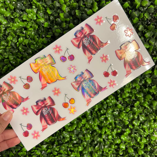 N4 Dr. P Soda Cherry Floral  Holographic UVDTF WRAPS