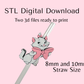White Cat Straw Topper 8mm and 10mm Size Digital Download