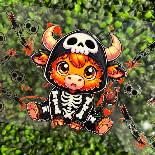 W8 Skeleton Cow Single Sided UVDTF WRAPS