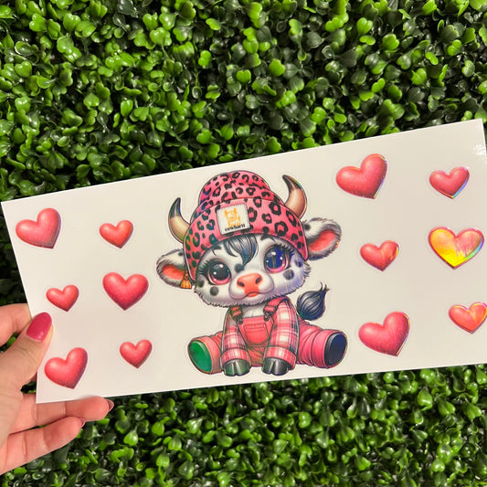M4 Cow Pink Hearts Holographic UVDTF WRAPS
