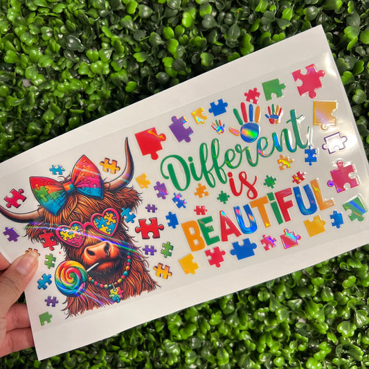 #261 Different is Beautiful Puzzle Autism Awareness Holographic UVDTF WRAPS