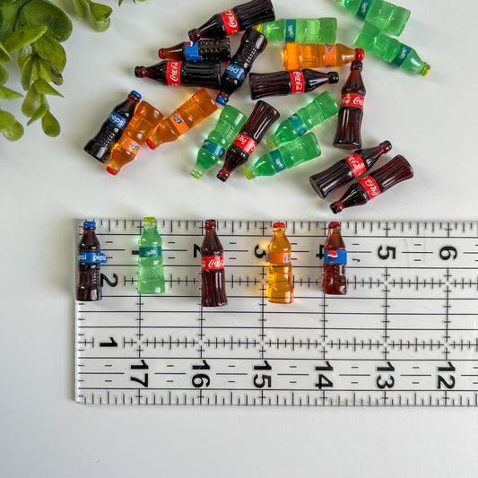 Soda Bottles Flat Back Charms Mixed 8 pcs
