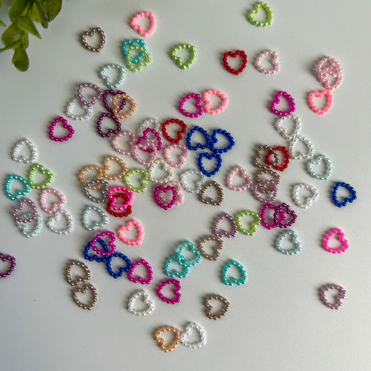 Pearl Hearts Mix Nail Charms Mixed Colors 70 pcs