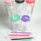 12 Ounce Pre Drilled Clear Acrylic Cup with Colored Lids & Straws