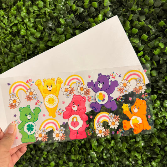 R14 Colorful Bears and Rainbows Single Sided UVDTF WRAPS