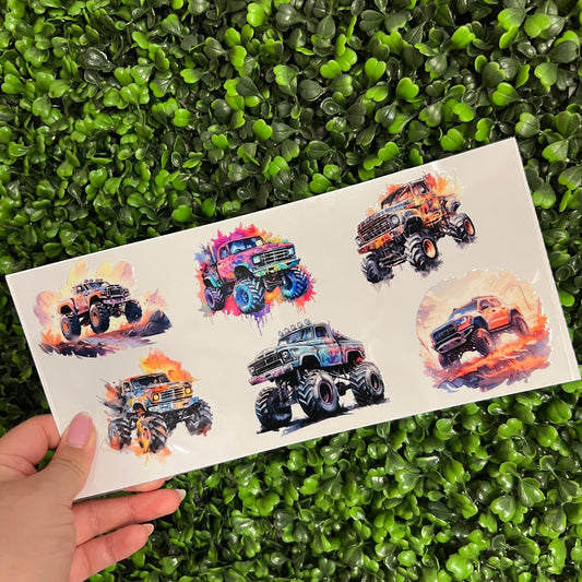 U1 Monster Trucks Single Sided UVDTF WRAPS