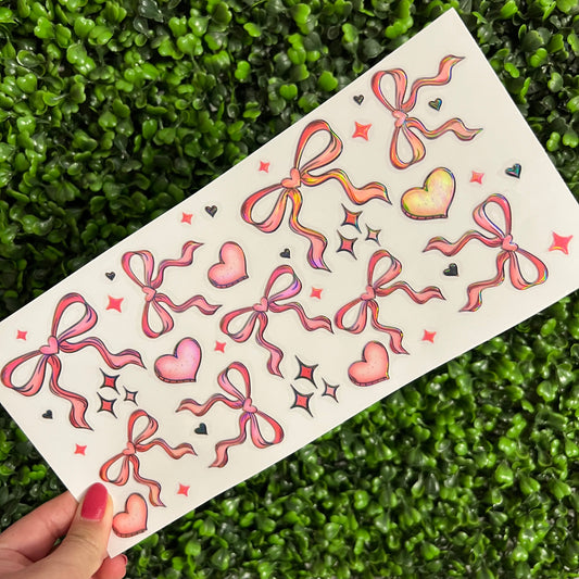 K8 Bows and Hearts Doodle Holographic UVDTF WRAPS