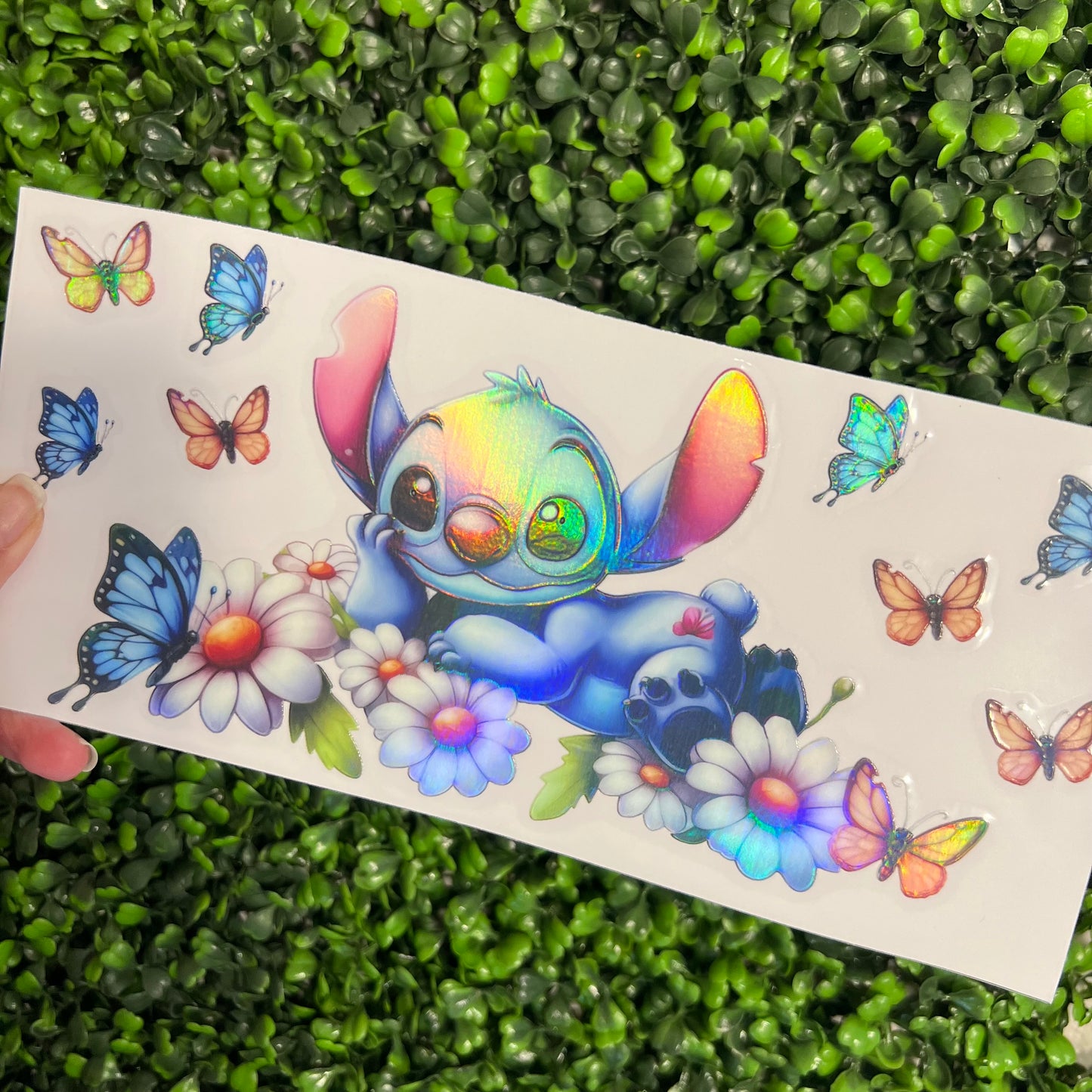 #61 Alien Floral and Butterflies Holographic UVDTF WRAPS