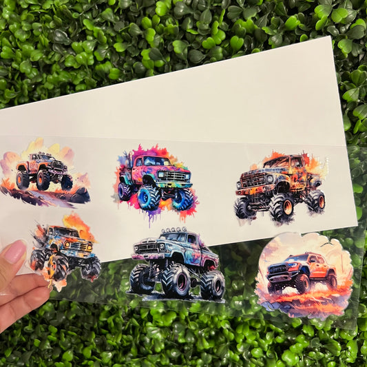 U1 Monster Trucks Single Sided UVDTF WRAPS