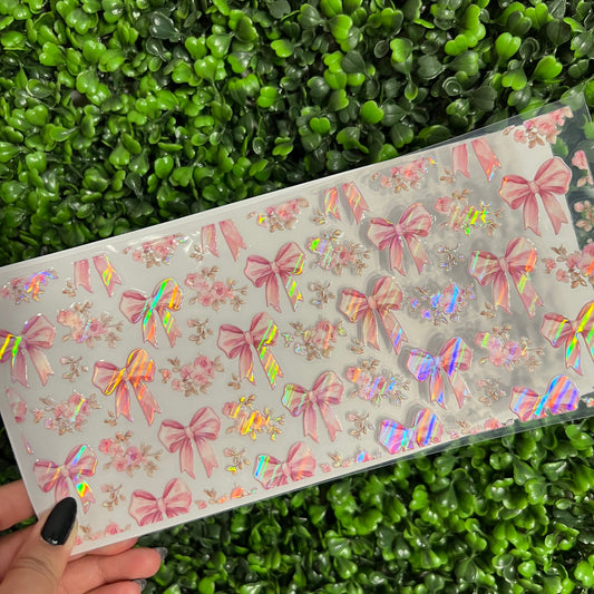 K13 Vintage Bows and Floral Holographic UVDTF WRAPS