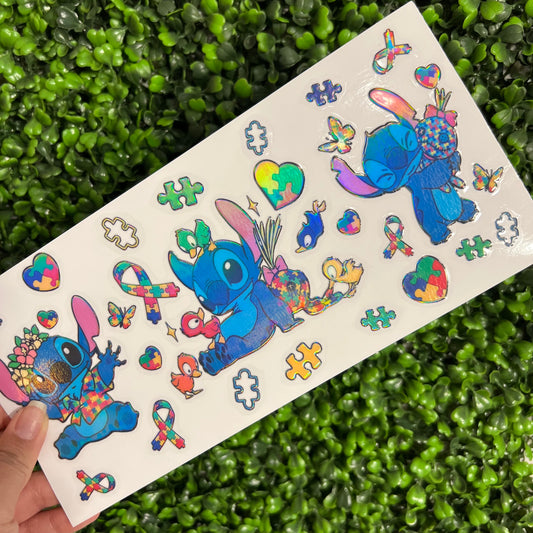 T4 Alien Autism Awareness Holographic UVDTF WRAPS