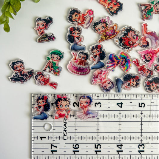 Betty Acrylic Flat Back Charms 10 pcs