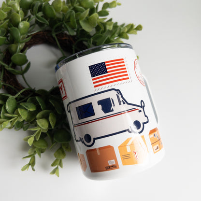 Mail Carrier 12 oz Stainless Steel Mugs with Plastic Lid