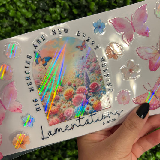 G21 His Mercies Lamentations Bible Verse  Holographic UVDTF WRAPS
