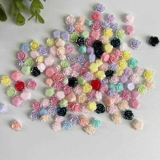 Mini Roses Charms Mixed Colors 70 pcs