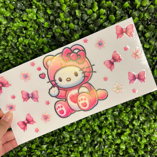 Q11 Cat Bear Hot Pink Holographic UVDTF WRAPS