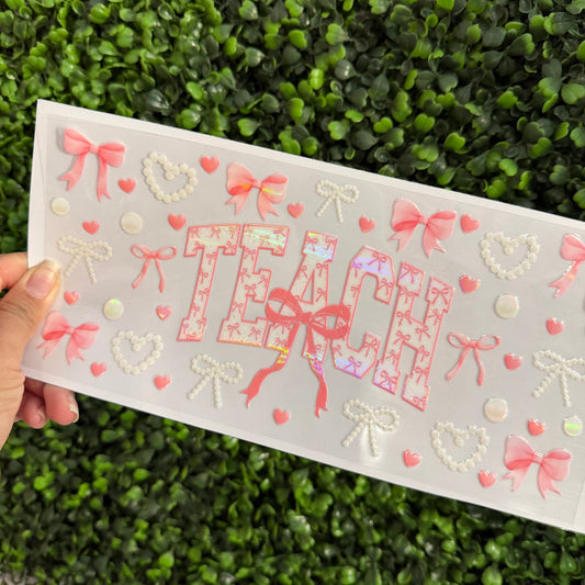 Teacher Pink Coquette Holographic UVDTF WRAPS