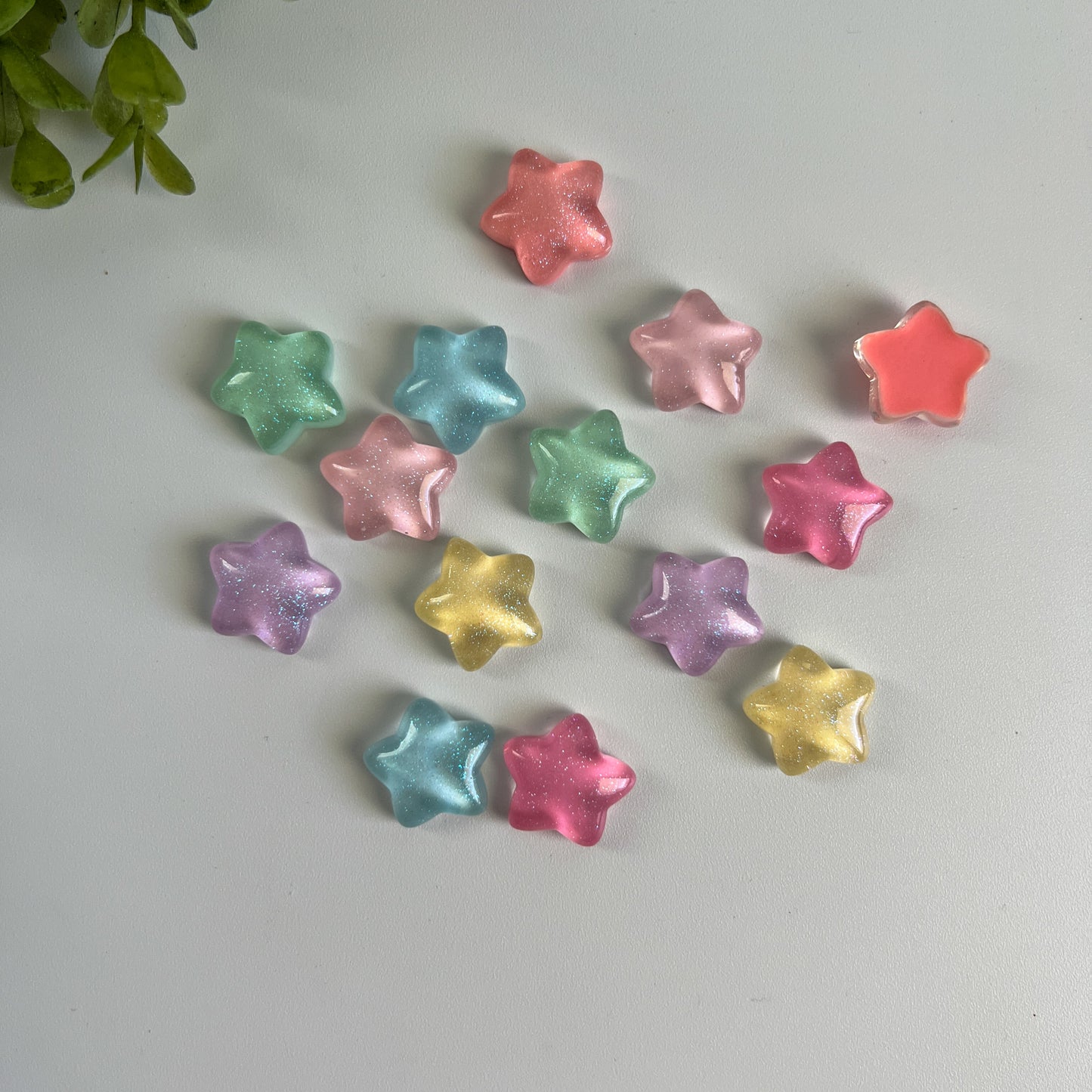 Stars Flat Back Charms Mixed Colors 14 pcs