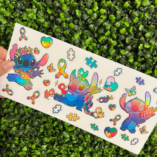 T4 Alien Autism Awareness Holographic UVDTF WRAPS