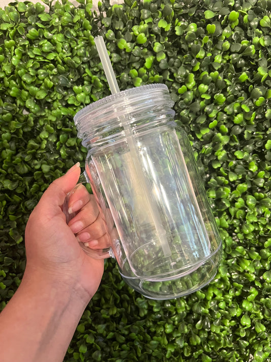20 oz Acrylic Madon Mug with handle with Lids and Plastic Straw Cup Blanks NOT PRE-DRILLED
