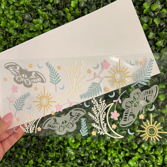 J2 Pastel Moth and Floral Single Sided UVDTF WRAPS