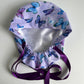 Purple and Blue Butterflies 2 in 1 Euro Ponytail Healthcare Scrub Hat