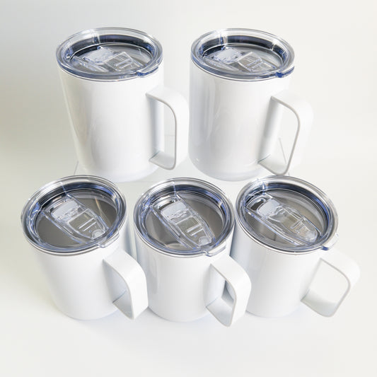 12 Ounce Stainless Steel Mugs with Clear Lid Blanks