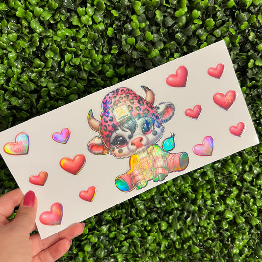 M4 Cow Pink Hearts Holographic UVDTF WRAPS