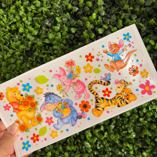 R11 Bear Friends and Floral Single Sided UVDTF WRAPS