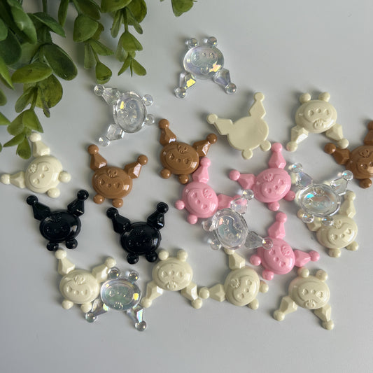 Kuku Resin Flat Back Charms Mixed Colors 8 pcs