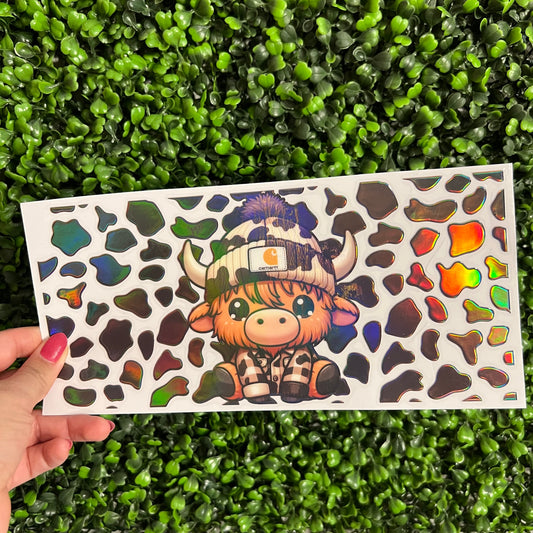 M7 Highland Cow Print Holographic UVDTF WRAPS