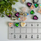 Rhinestone Hearts Flat Back Charms Mixed 6 pcs