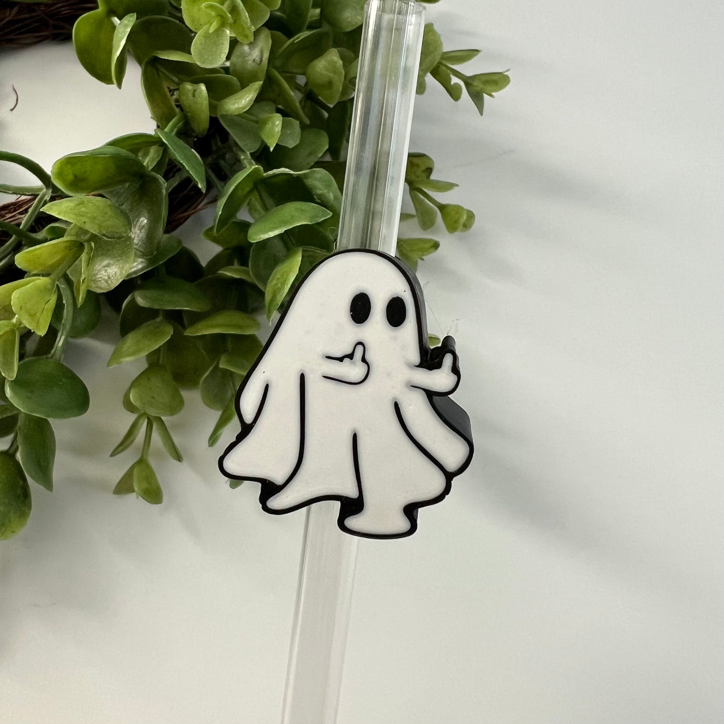 Ghost Middle Finger Straw Topper