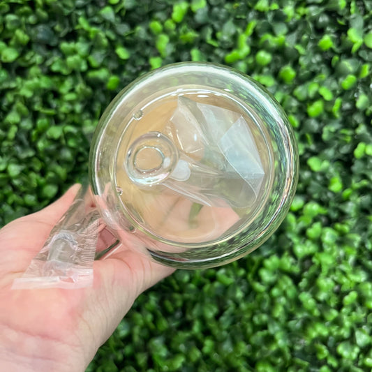 14 Ounce Pre Drilled Glass Snow Globe Mug Blanks with Lid and Straw
