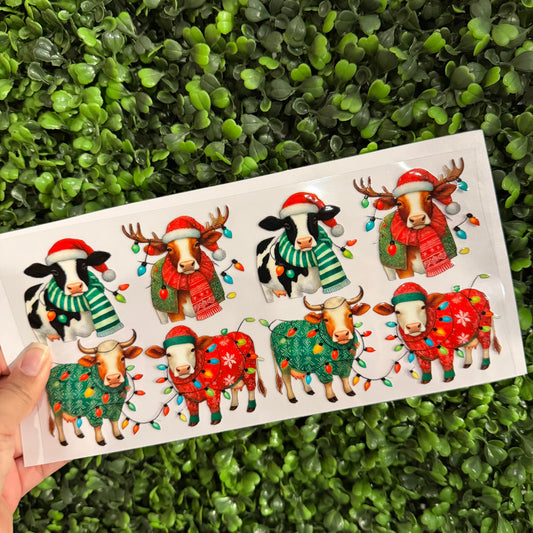 Y8 Cow Christmas Single Sided UVDTF WRAPS