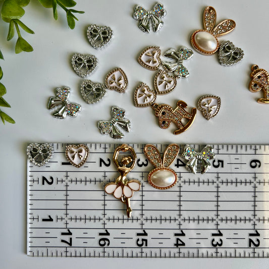 Silver and Gold Flat Back Charms Mixed