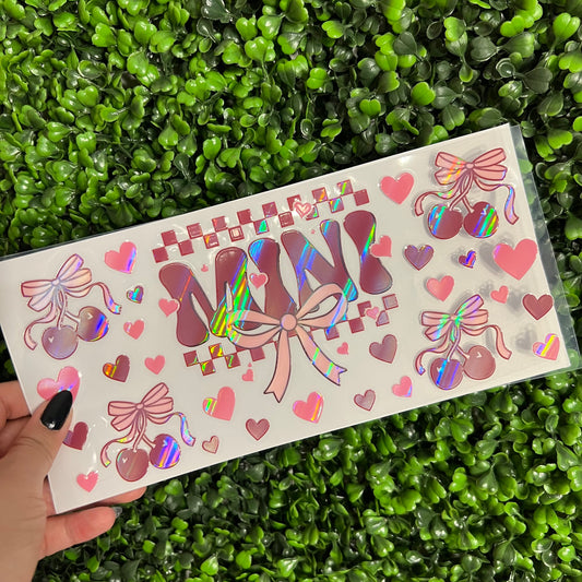 A21 Mini Cherries and Bows Holographic UVDTF WRAPS