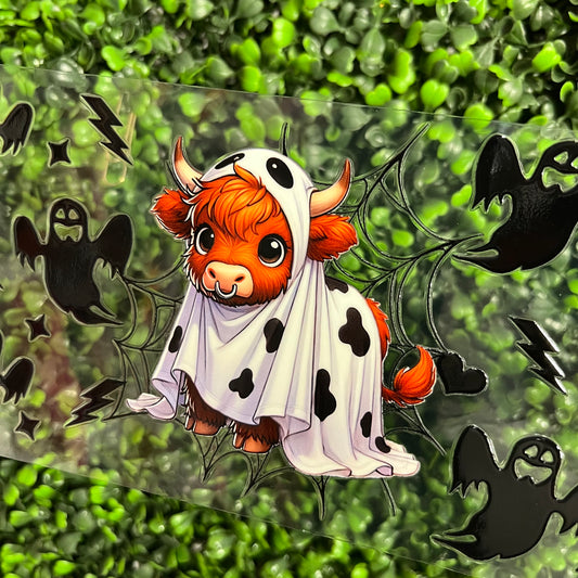 W4 Spooky Ghost Cow Single Sided UVDTF WRAPS