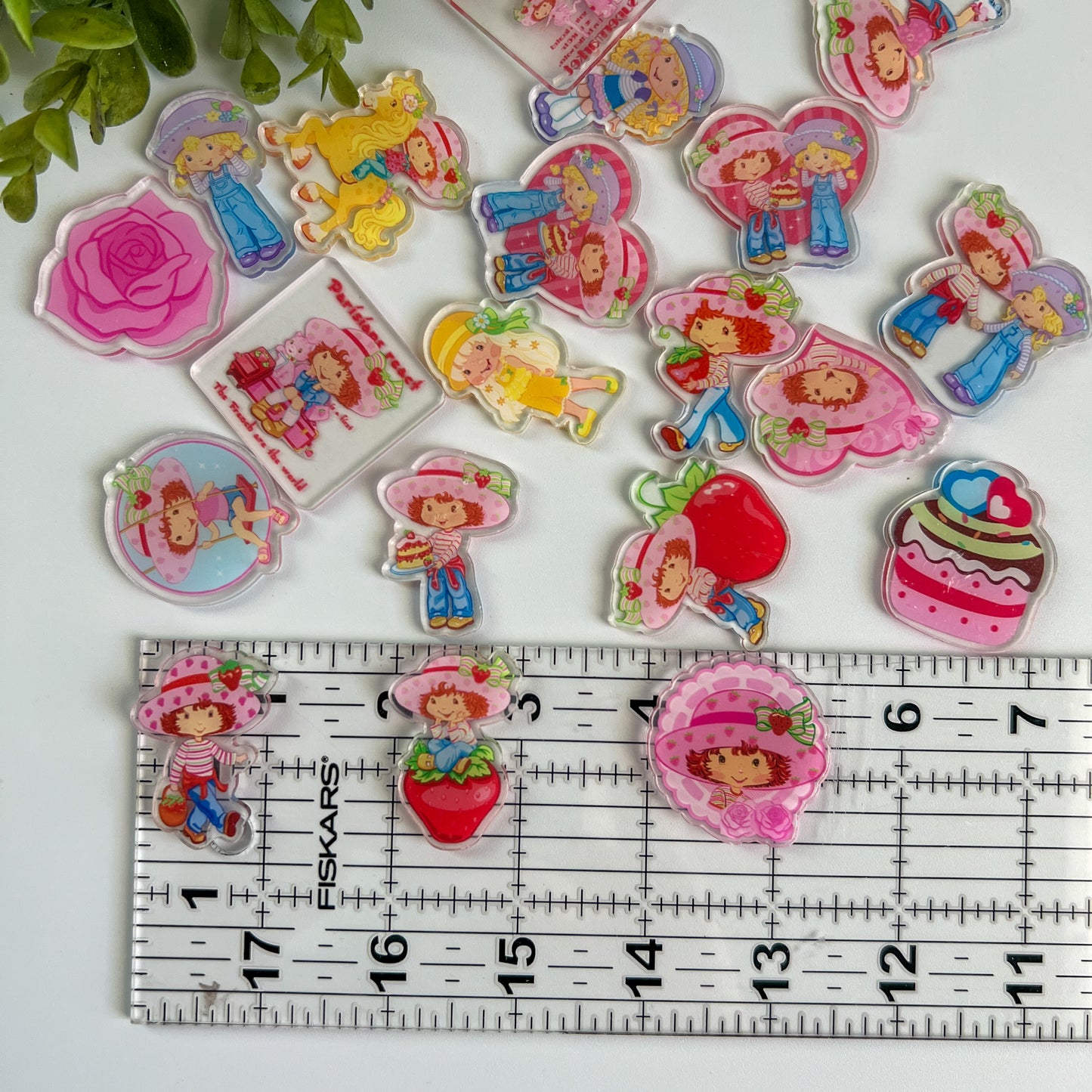 Strawberry Girl Acrylic Flat Back Charms Mixed 8 pcs